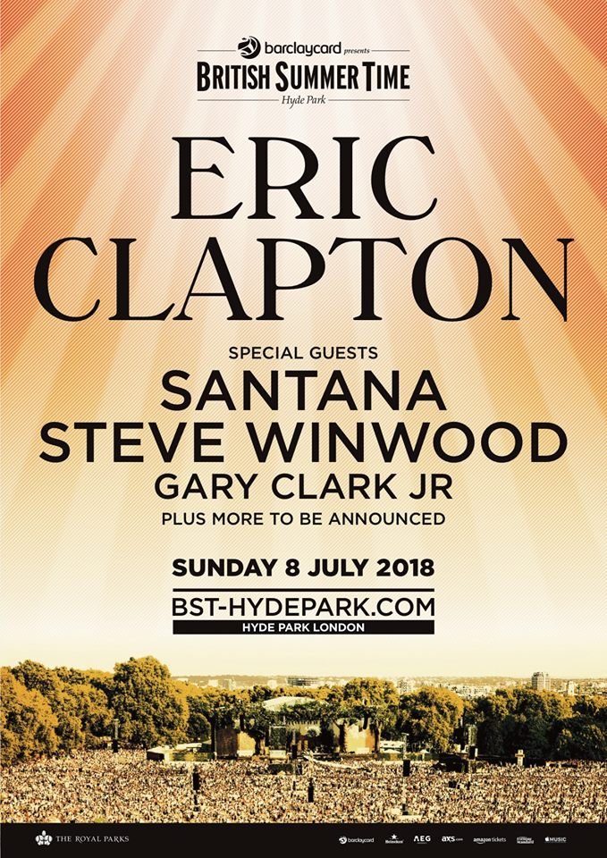 Eric Clapton live at Hyde Park with Santana, Steve Winwood and Gary Clark Jr.