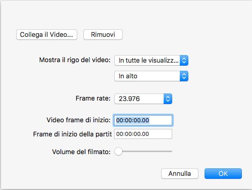 Sincronizzare audio e video con uno spartito