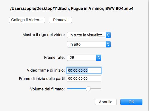 Sincronizzare audio e video con uno spartito