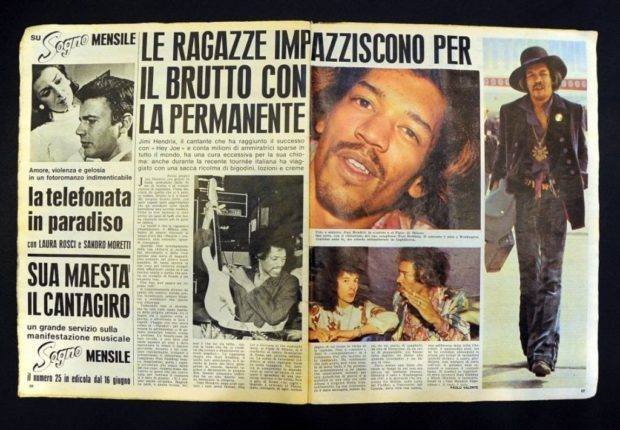 Jimi Hendrix sui giornali italiani 24 maggio 1968
