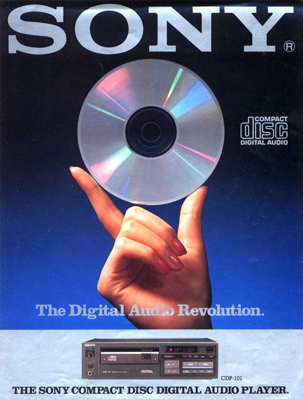 Pubblicità del CDP-101, il lettore lanciato da Sony nel 1982