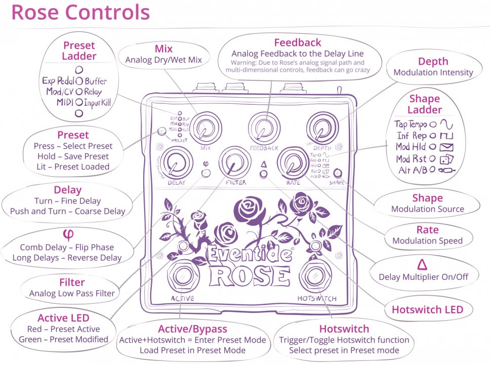 Eventide Rose Delay - Controls