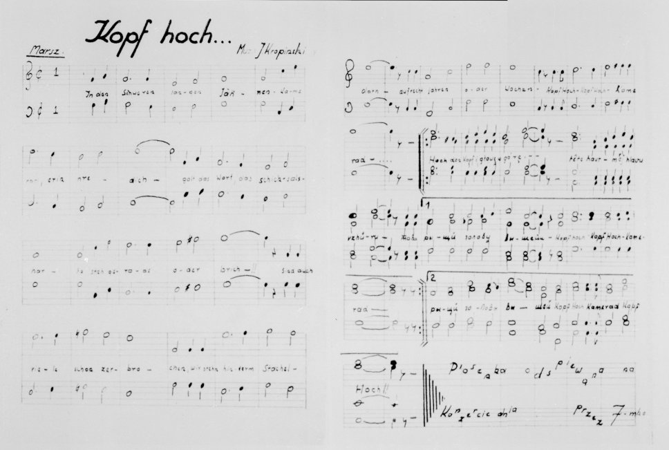 Partitura intitolata "Kopf hoch" (Allegria!) del compositore Jozef Kropinski
