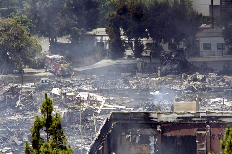 I danni lasciati dall'incendio degli Universal Studio