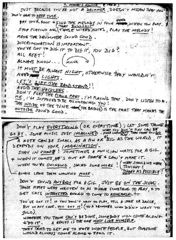 Thelonious Monk Advices