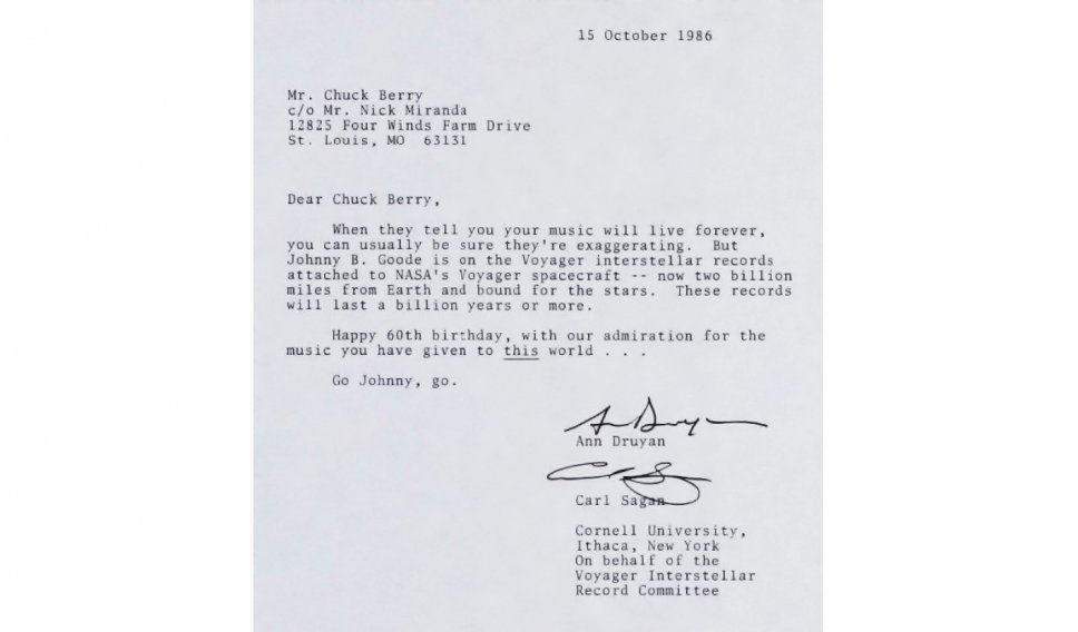 Quando l'astronomo Carl Sagan scrisse a Chuck Berry