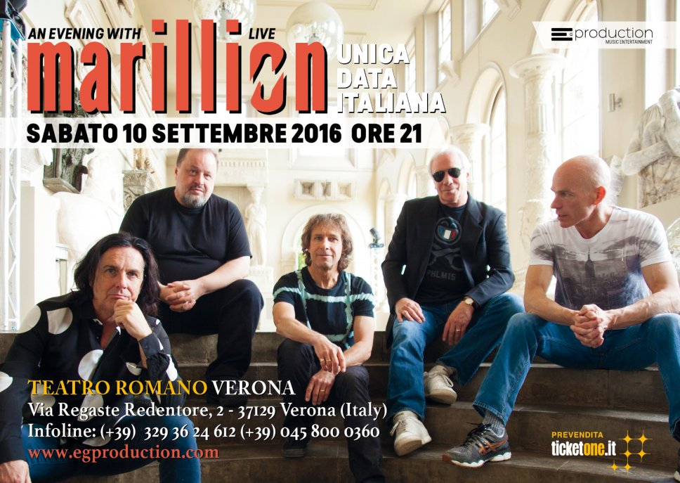 Marillion in concerto a Verona il 10 settembre