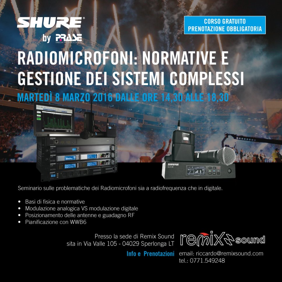 Corso gratuito sui radiomicrofoni Shure