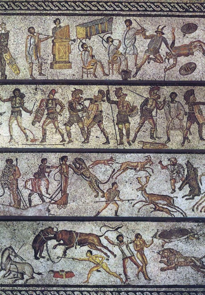 Musicisti in un dettaglio dal Mosaico di Zliten (II secolo d.C.)
