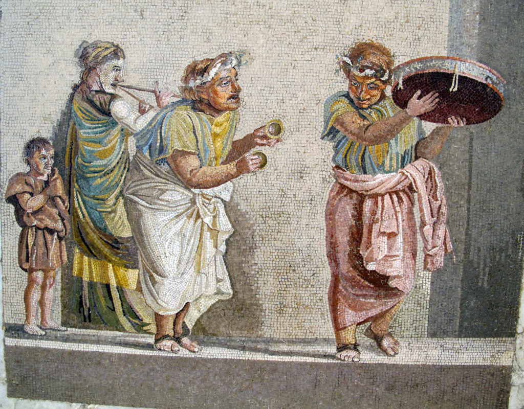 Mosaico Pompei, musici ambulanti