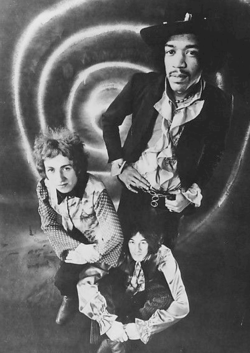 The Jimi Hendrix Experience nel 1968: Jimi Hendrix, Noel Redding, Mitch Mitchell