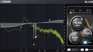 Interfaccia del plugin CEDAR Audio Blade, analizzatore ed equalizzatore a iperrisoluzione per studio e mastering