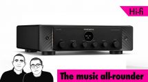 Marantz Model 40n in finitura nera, vista frontale di tre quarti con display centrale e manopole di controllo