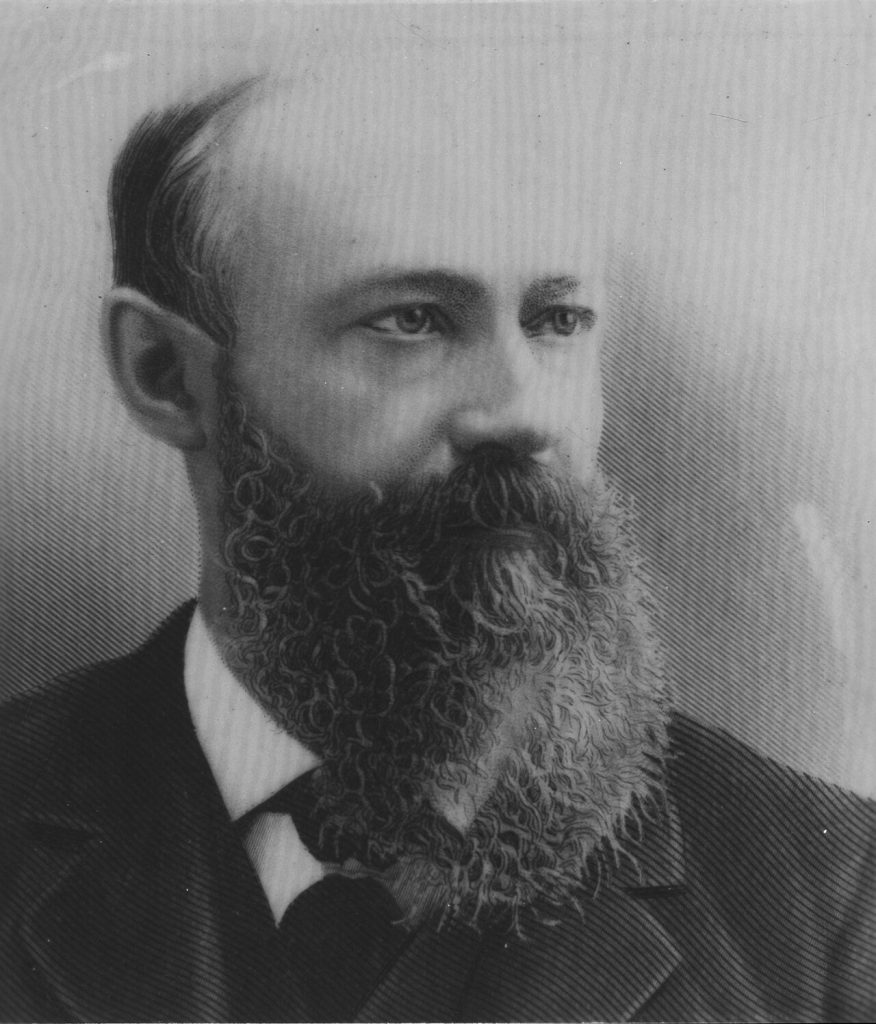 Ritratto d'epoca di John Wesley Hyatt, tra i protagonisti dello sviluppo industriale della celluloide