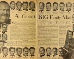Pagine della rivista Motion Picture del giugno 1930 dedicate all'orchestra di Paul Whiteman, con i ritratti dei musicisti fra cui Eddie Lang alla chitarra, Joe Venuti e Bing Crosby